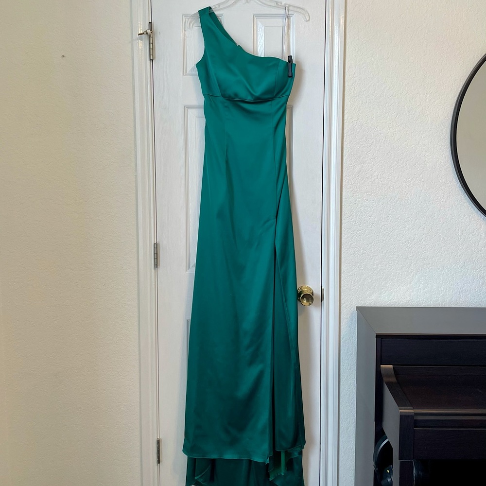 Sherri Hill #51007 Emerald One Shoulder Gown